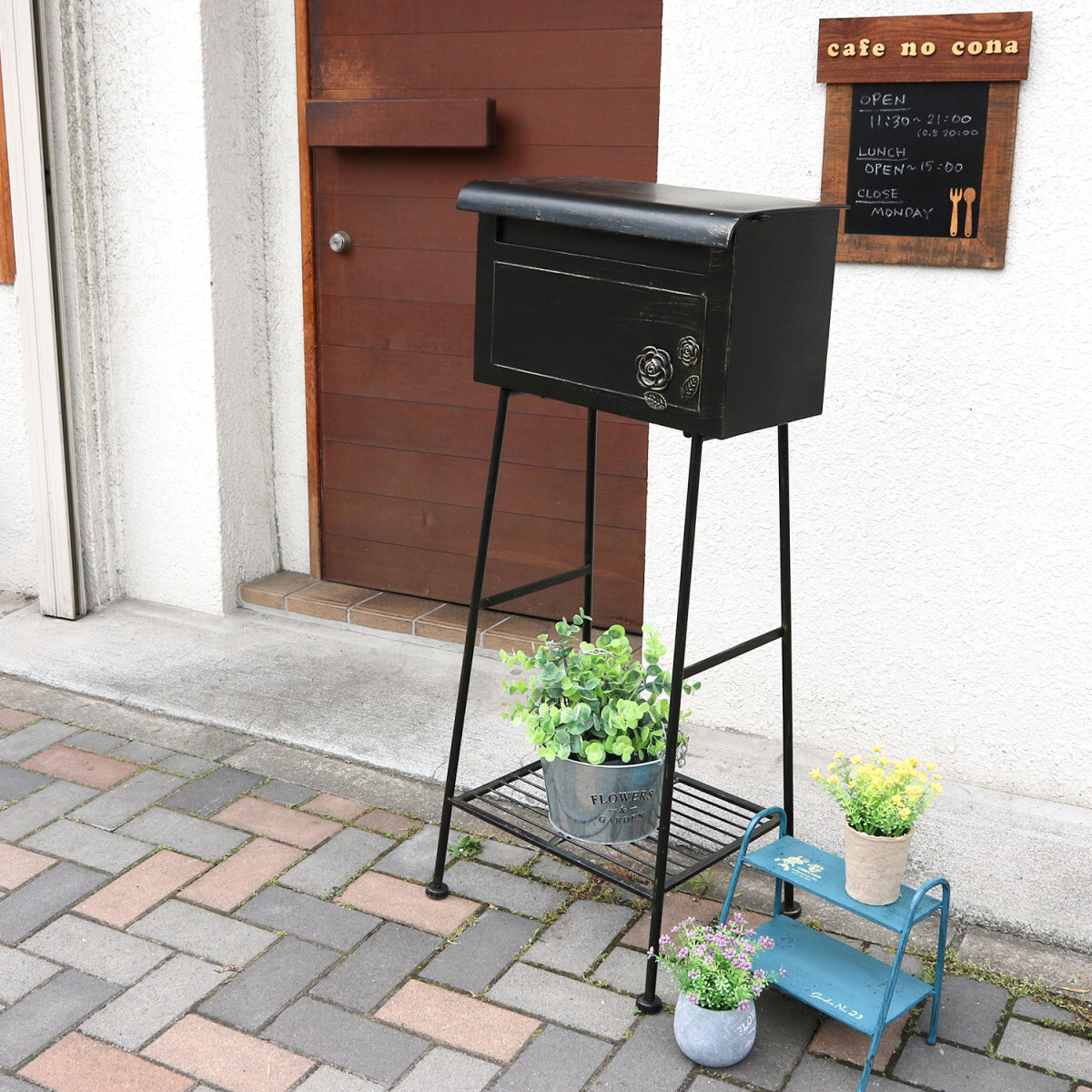 ガーデンポスト 郵便受け 幅42.5cm 高さ99cm ブラック【新品】【送料無料】(北海道 沖縄 離島は別途送料)