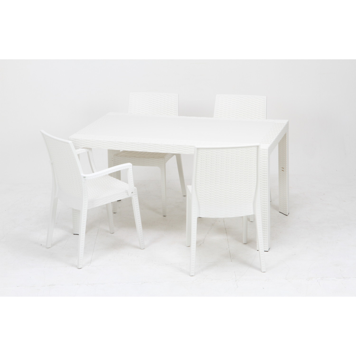  Italy made garden table rattan manner width 140cm white [ new goods ][ free shipping ( one part excepting )]
