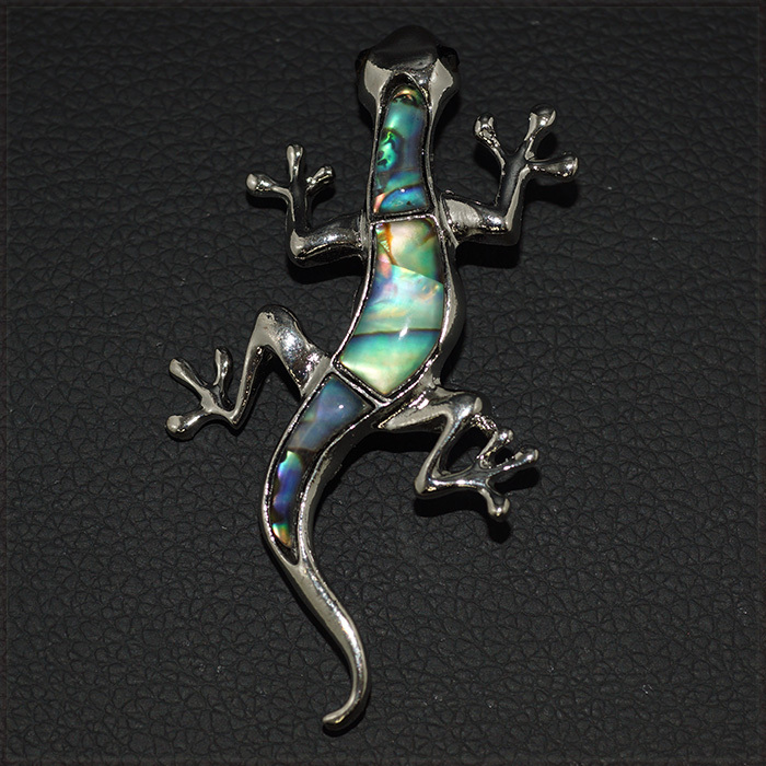 [BROOCH] Abalone Shell Lizard abalone shell pattern design silver lizard lizard newt brooch ( pendant )