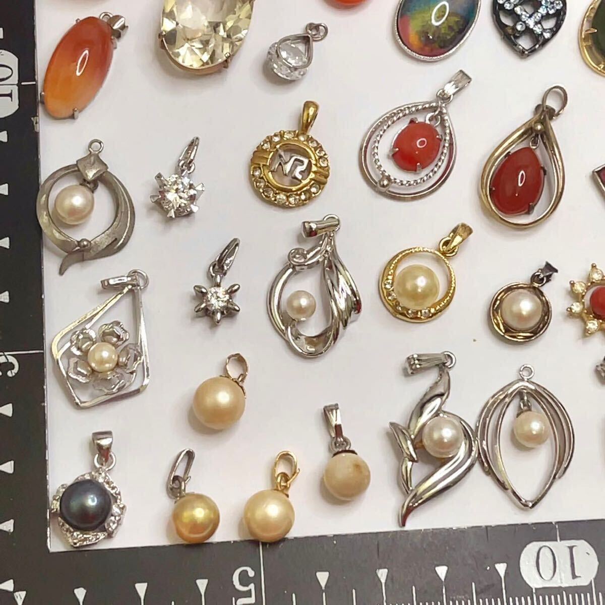 1 jpy pendant top charm accessory 50 point together large amount set pearl CZ.... Ame jis opal etc. SILVER 900 other stamp have 