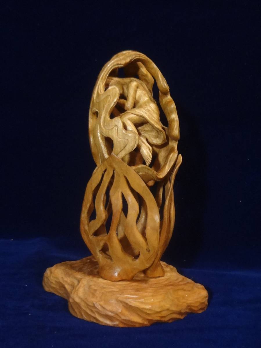  exhibitior work original tree sculpture art [ dream . young lady ]toruso.. art art woman hand made pine hand carving sculpture 