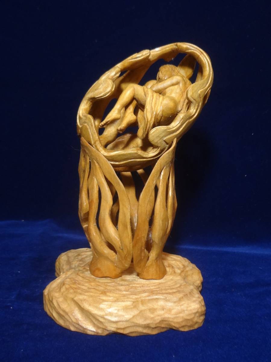  exhibitior work original tree sculpture art [ dream . young lady ]toruso.. art art woman hand made pine hand carving sculpture 