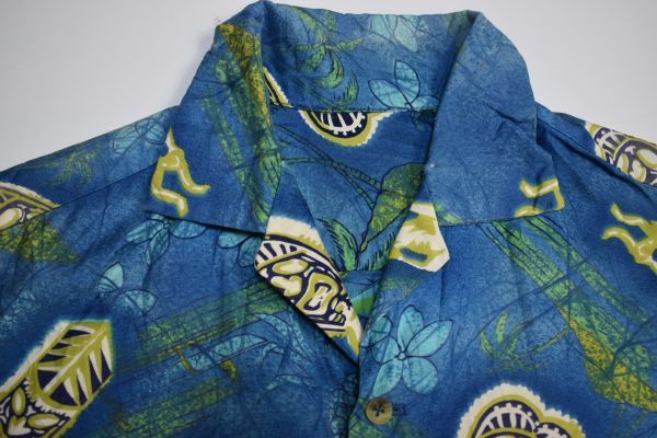 ヤフオク Us古着 民族お面 イラストプリント アロハシャ ヤフオク Us古着 民族お面 イラストプリント アロハシャ