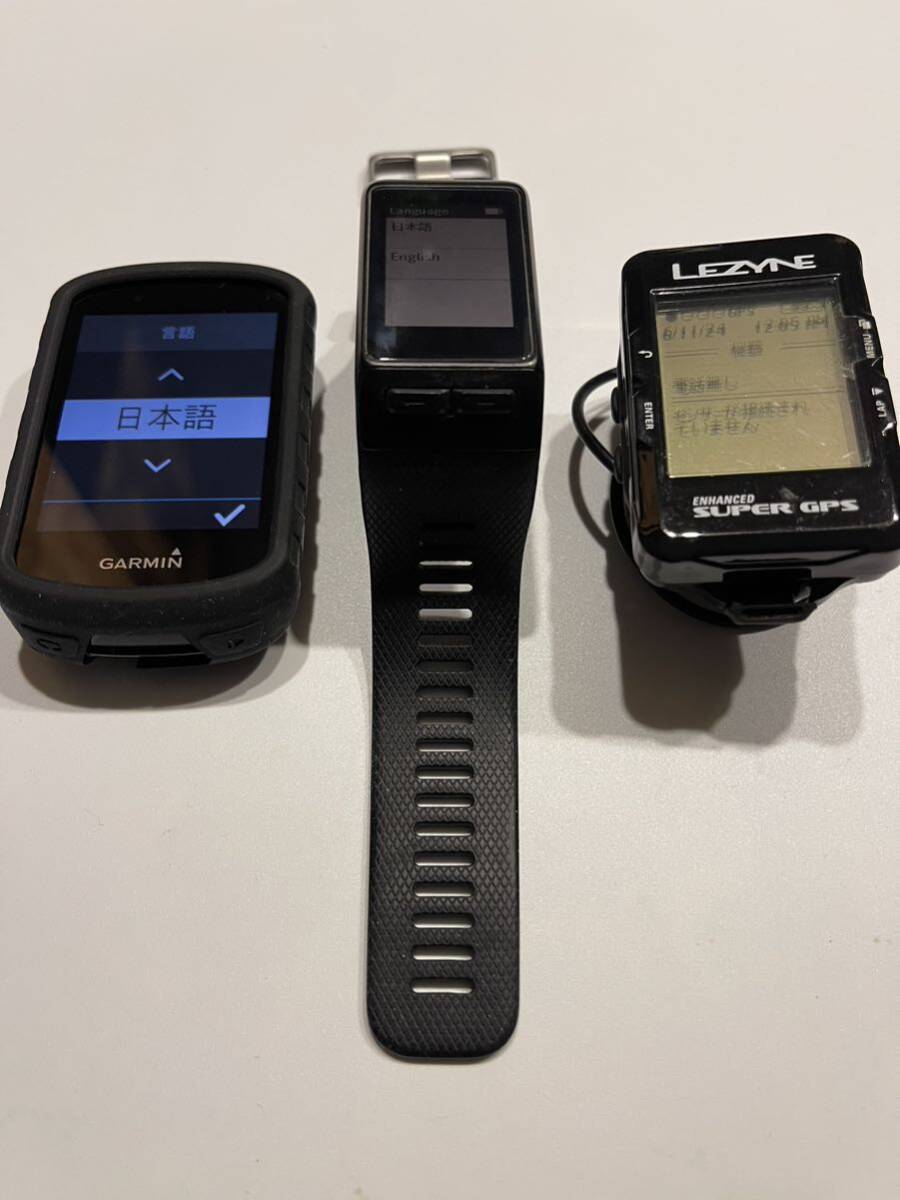 GARMINサイコンEDGE830、vivoactive J HR、レザインサイコンENHANCED SUPER GPS.【中古3点セット】【日本正規品】