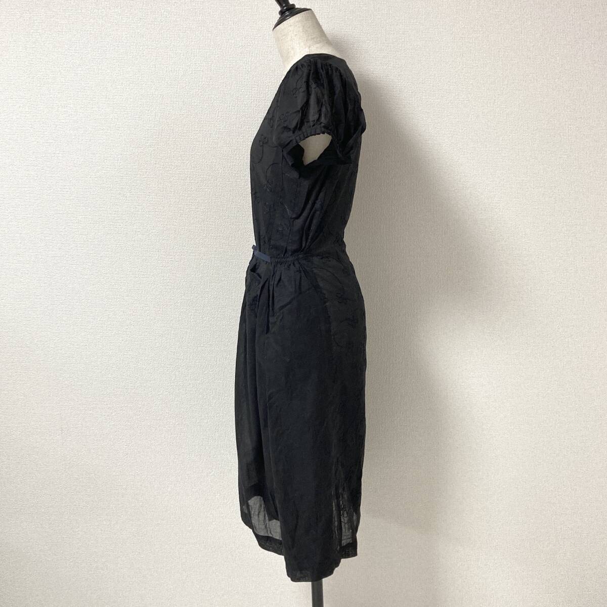AD2007 tricot COMME des GARCONS パフスリーブ 刺繍 半袖 ワンピース 黒 Mサイズ トリココムデギャルソン archive 4050154