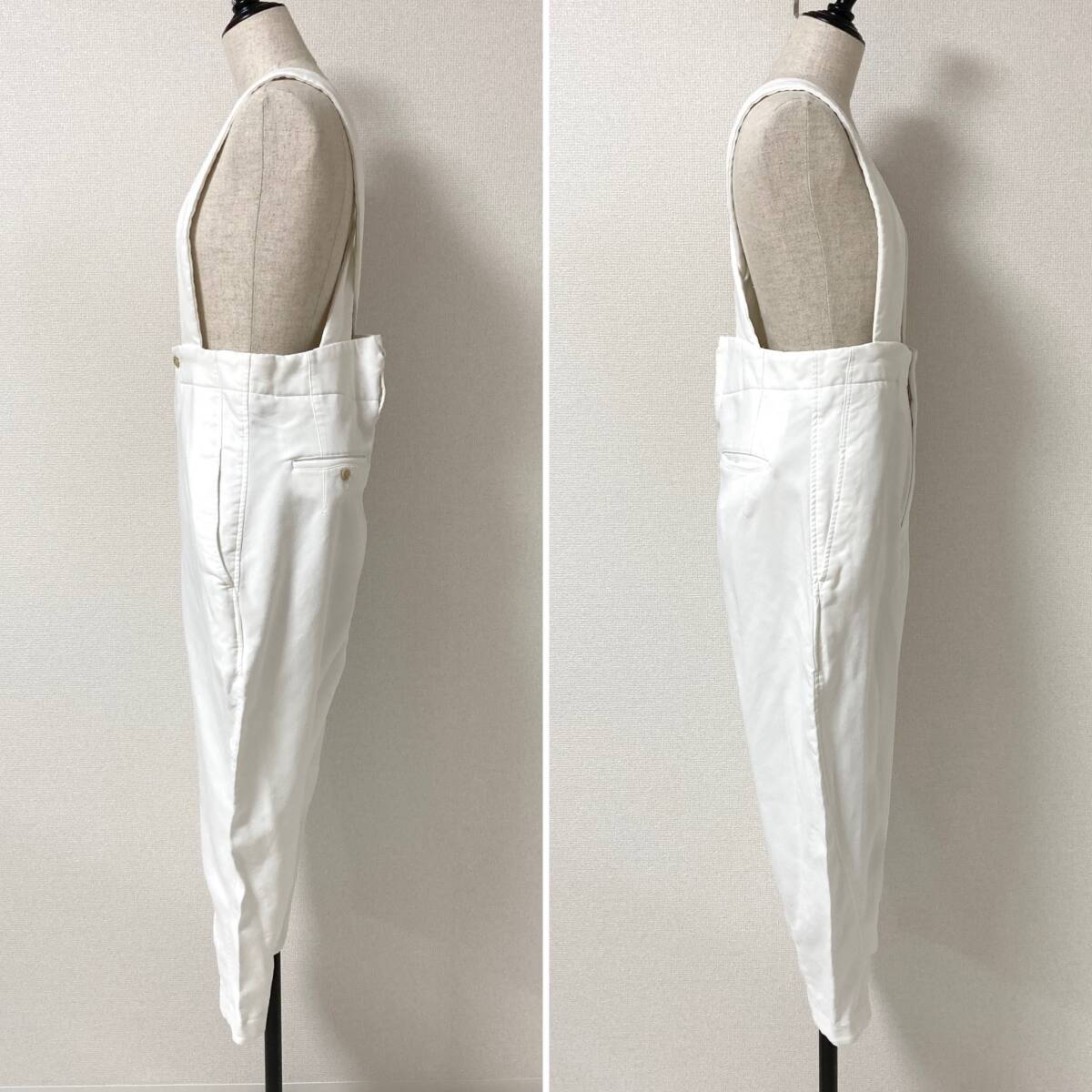 2022SS コムコム COMME des GARCONS 吊り ポリ テーパード パンツ サロペット ホワイト 白 コムデギャルソン スラックス archive 4030258