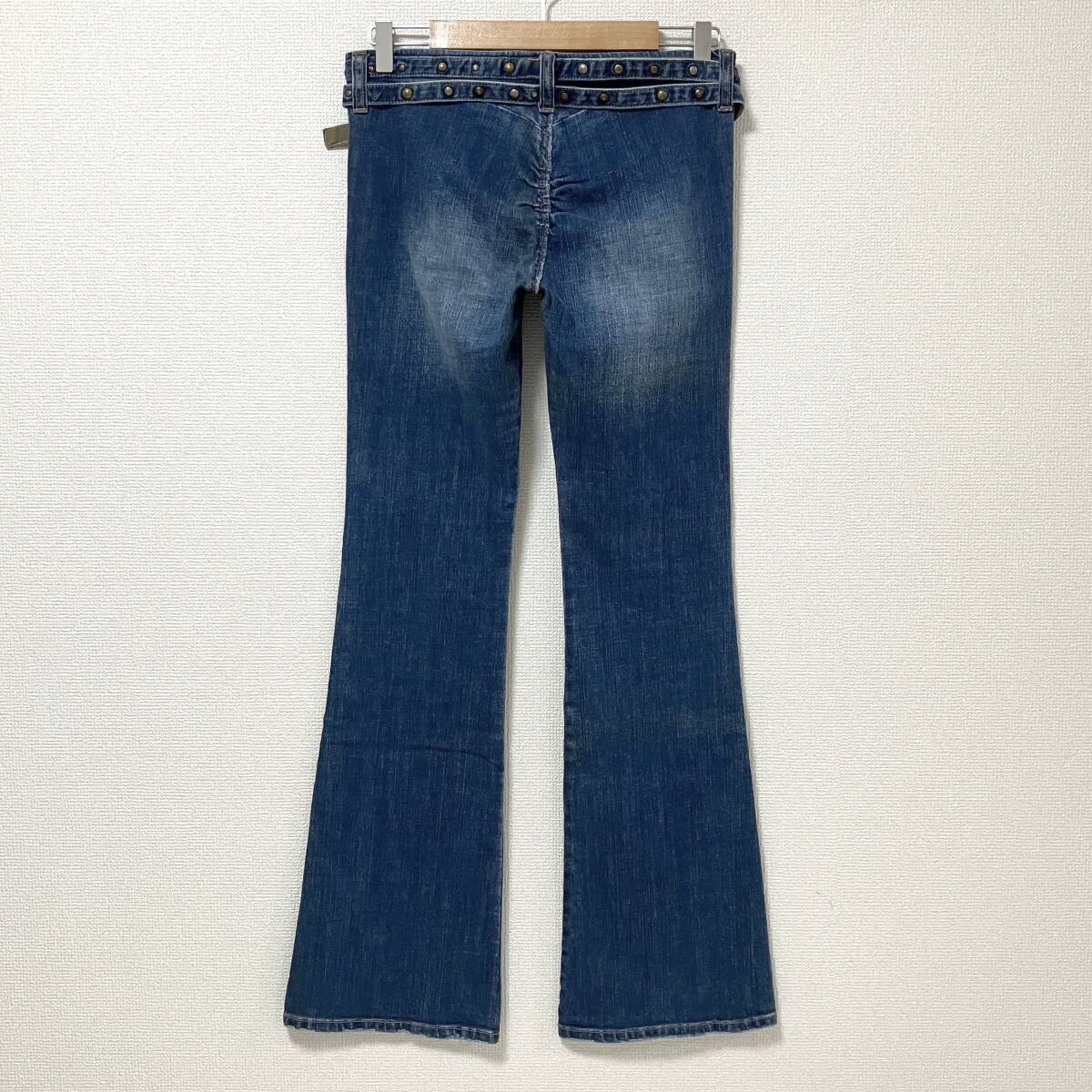 MARITHE FRANCOIS GIRBAUD スタッズ ベルト フレア デニムパンツ Sサイズ マリテフランソワジルボー ジーンズ archive 4050433