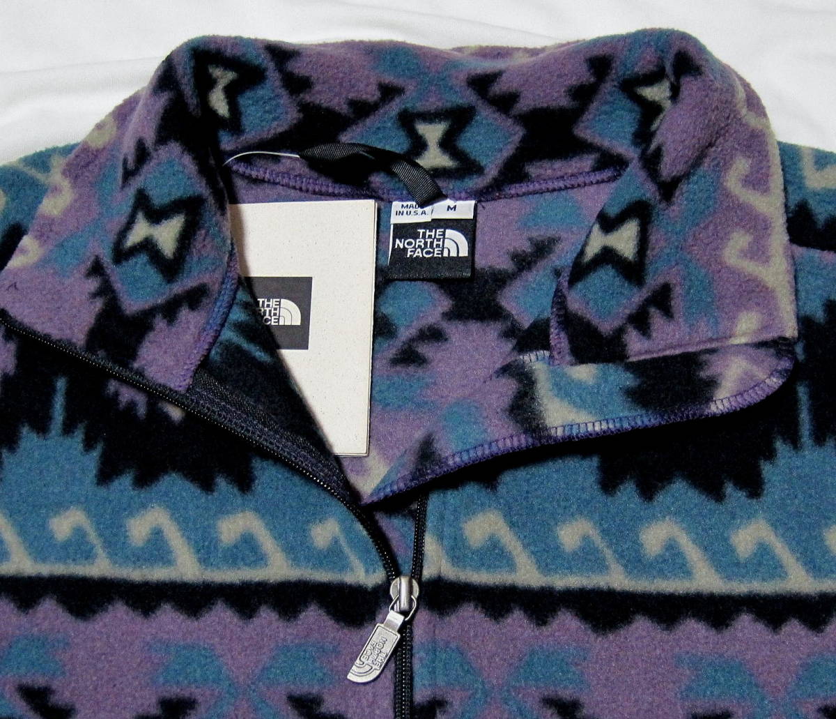 90's ノースフェイス フリースジャケット THE NORTH FACE Made in U.S.A. ネイティブ プルオーバー デッドストック ・送料込_画像2