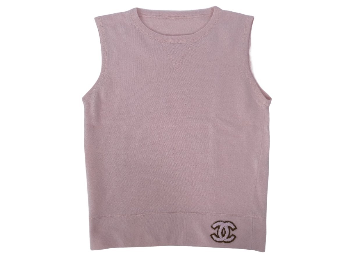 CHANEL シャネル カシミヤ100% ニット ベスト ノースリーブ CHANEL シャネル カシミヤ100% ニット ベスト ノースリーブ