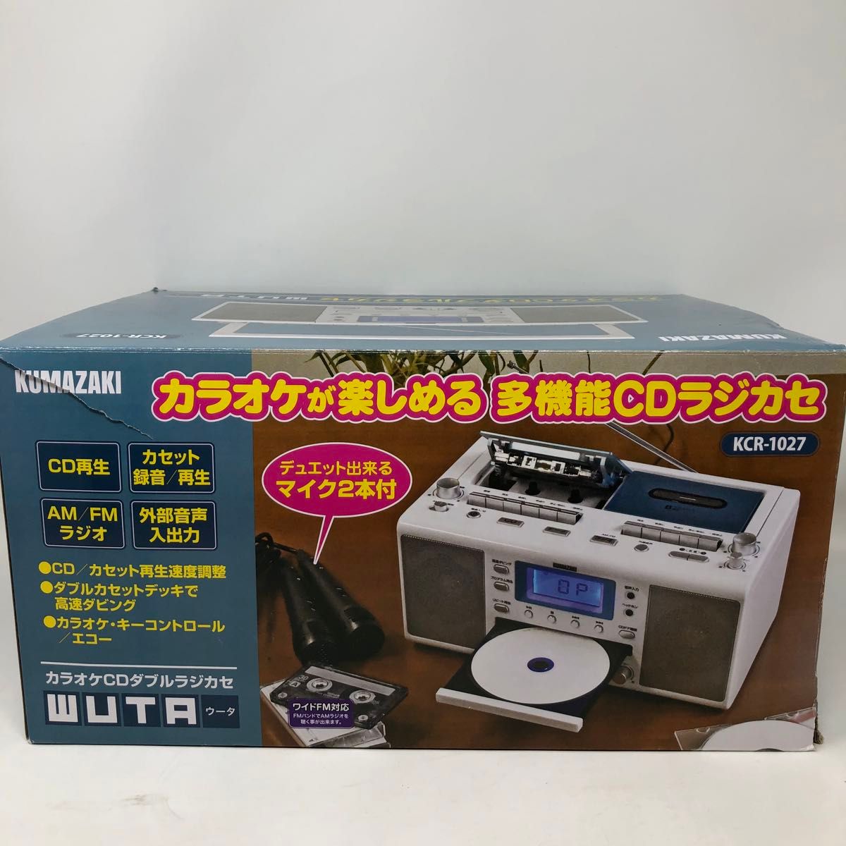 KUMAZAKI カラオケCDダブルラジカセ WUTA KCR-1027|スマホ/家電 KUMAZAKI カラオケCDダブルラジカセ WUTA KCR-1027|スマホ/家電
