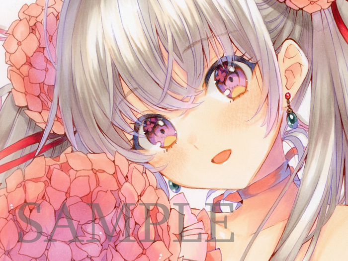 Yahoo!オークション - 手描きイラスト 創作 アジサイドレス<赤> Yahoo!オークション - 手描きイラスト 創作 アジサイドレス<赤>