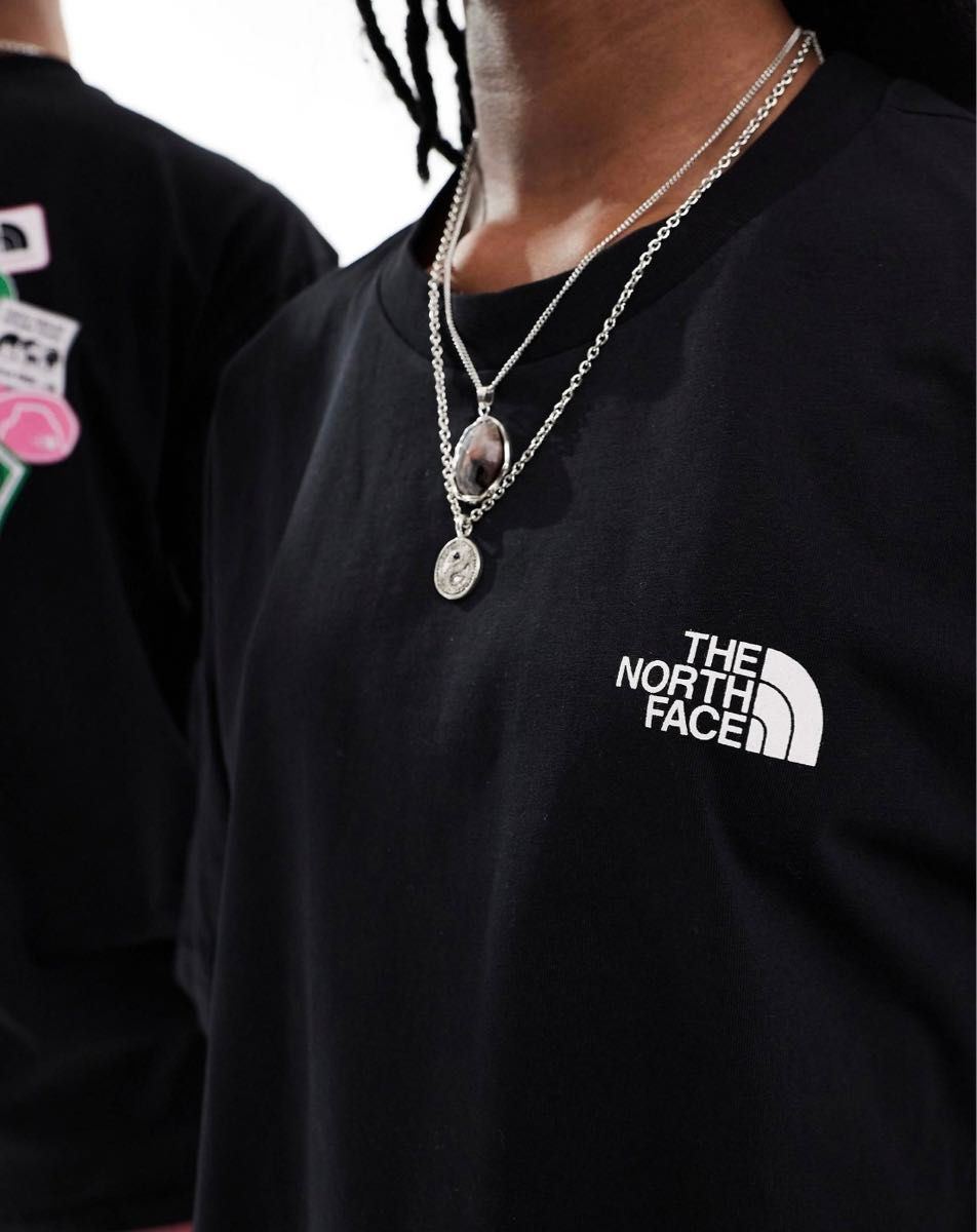 ★海外大人気レア!THE NORTH FACEパッチデザインロゴ Tシャツ 新品新作 海外限定ノースフェイスパッチデザインTシャツ
