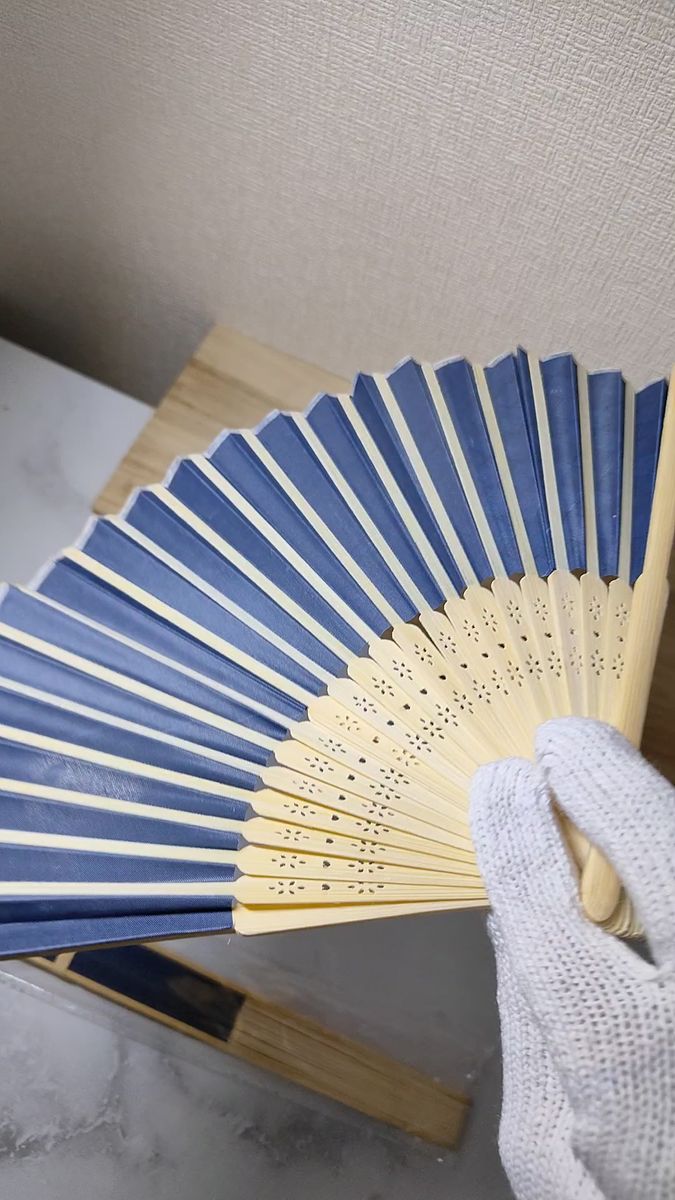 扇子 せんす 21㎝ 和柄 紺色