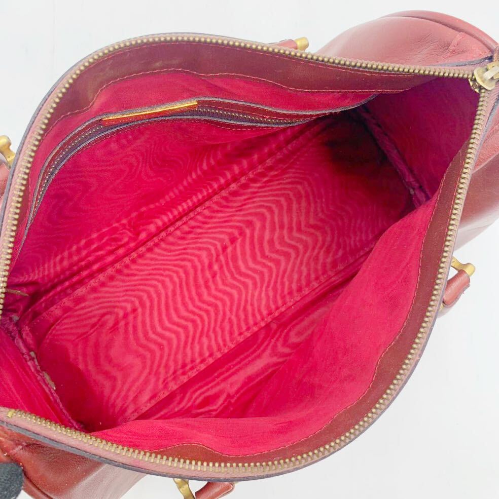 {Cartier} превосходный товар Cartier Must линия сумка "Boston bag" кожа высококлассный путешествие командировка большая вместимость популярный брендовая сумка 