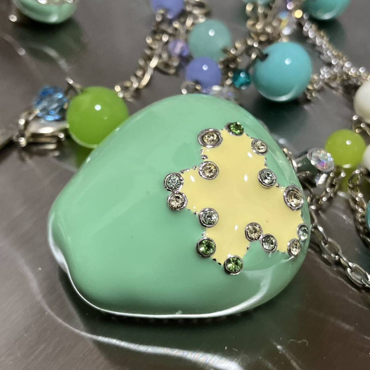 m】ANNA SUI アナスイ 青リンゴ ネックレス ピアス ブレスレット m】ANNA SUI アナスイ 青リンゴ ネックレス ピアス ブレスレット