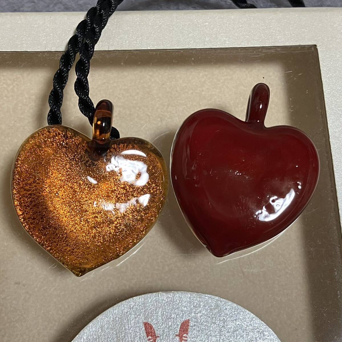 m】美品 アンティカムリーナ ベネツィアングラス ハート 2個