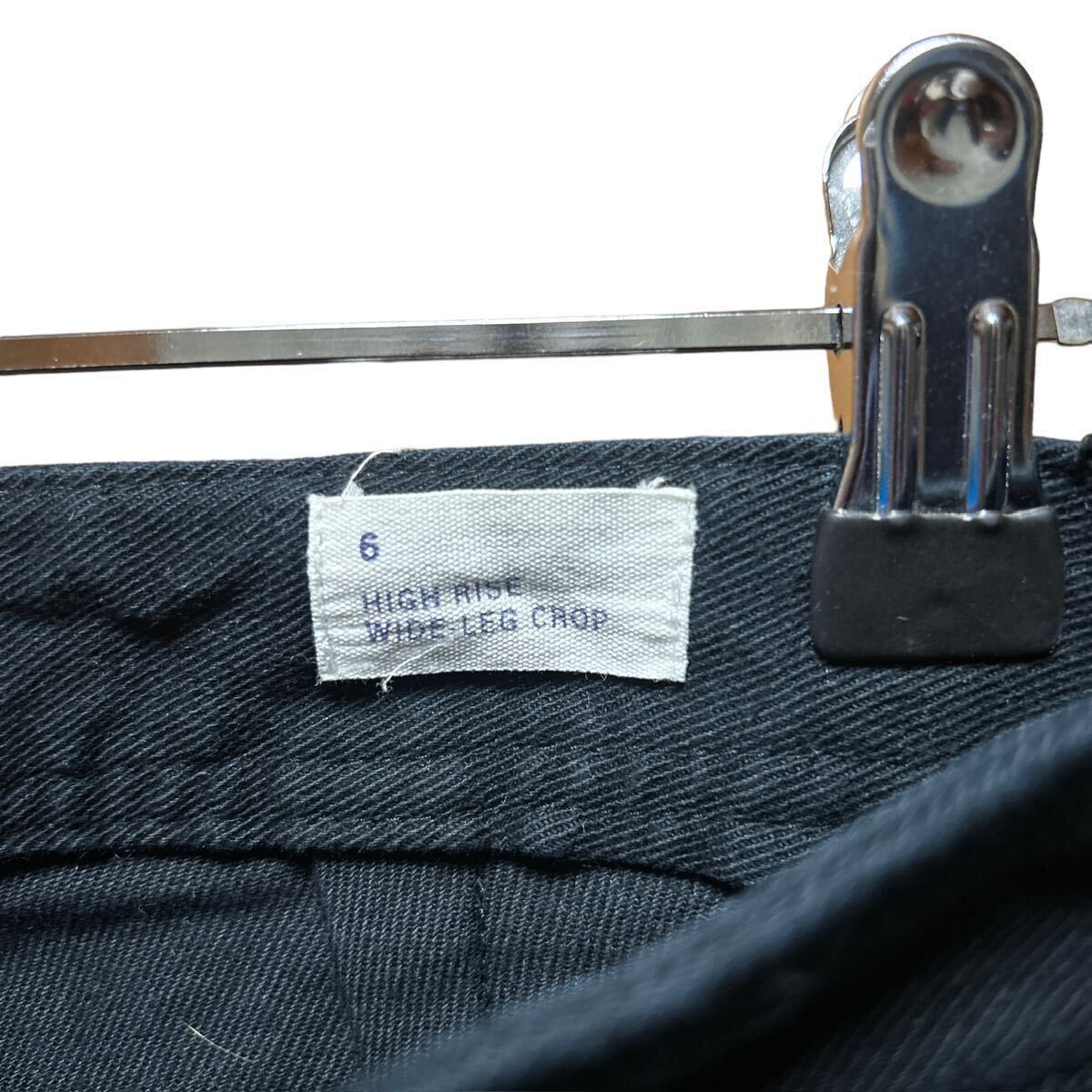 ●洗濯プレス済み● GAP ギャップ ワイドシルエット コットンチノパンツ ワイドパンツ ハイライズ ブラック size6 【2227】
