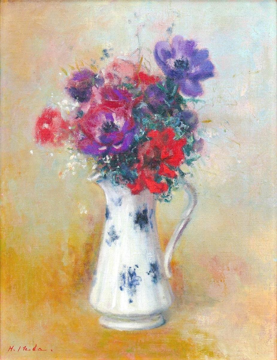 値頃 【真作】絵画 油彩6号 花 一輪一輪が彩る生命の輝きと美 値頃 【真作】絵画 油彩6号 花 一輪一輪が彩る生命の輝きと美