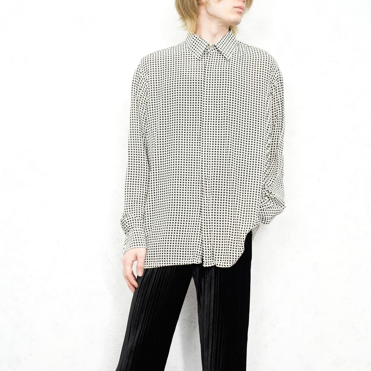 EU VINTAGE BOCCI PATTERNED DESIGN SILK SHIRT/ヨーロッパ古着柄デザインシルクシャツ