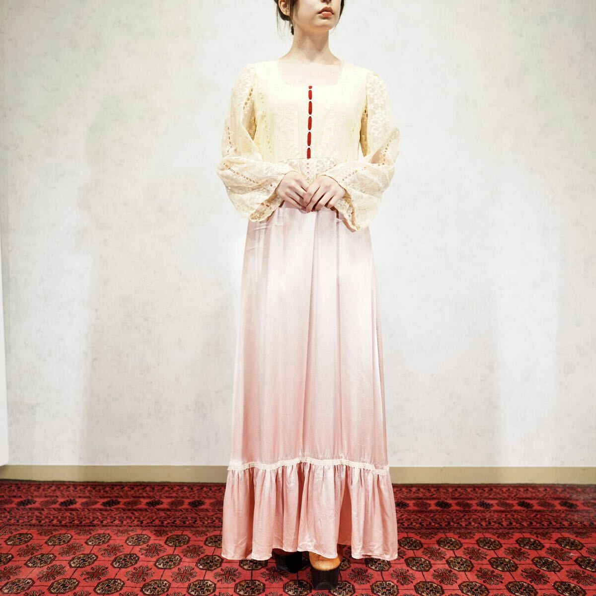 *SPECIAL ITEM* 60's~70's USA VINTAGE Candi Jones 60年代~70年代アメリカ古着レースデザインドレスワンピース