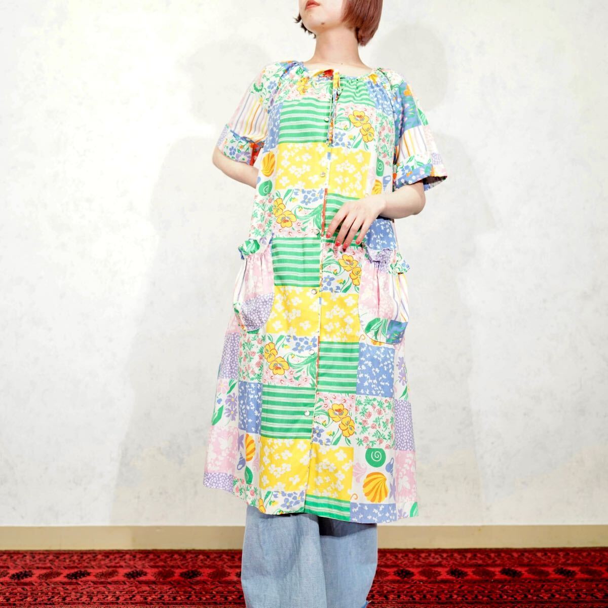 Dolce & Gabbana パッチワーク ミディ ワンピース SPECIAL ITEM 70's USA VINTAGE Buzz About PATCHWORK DESIGN