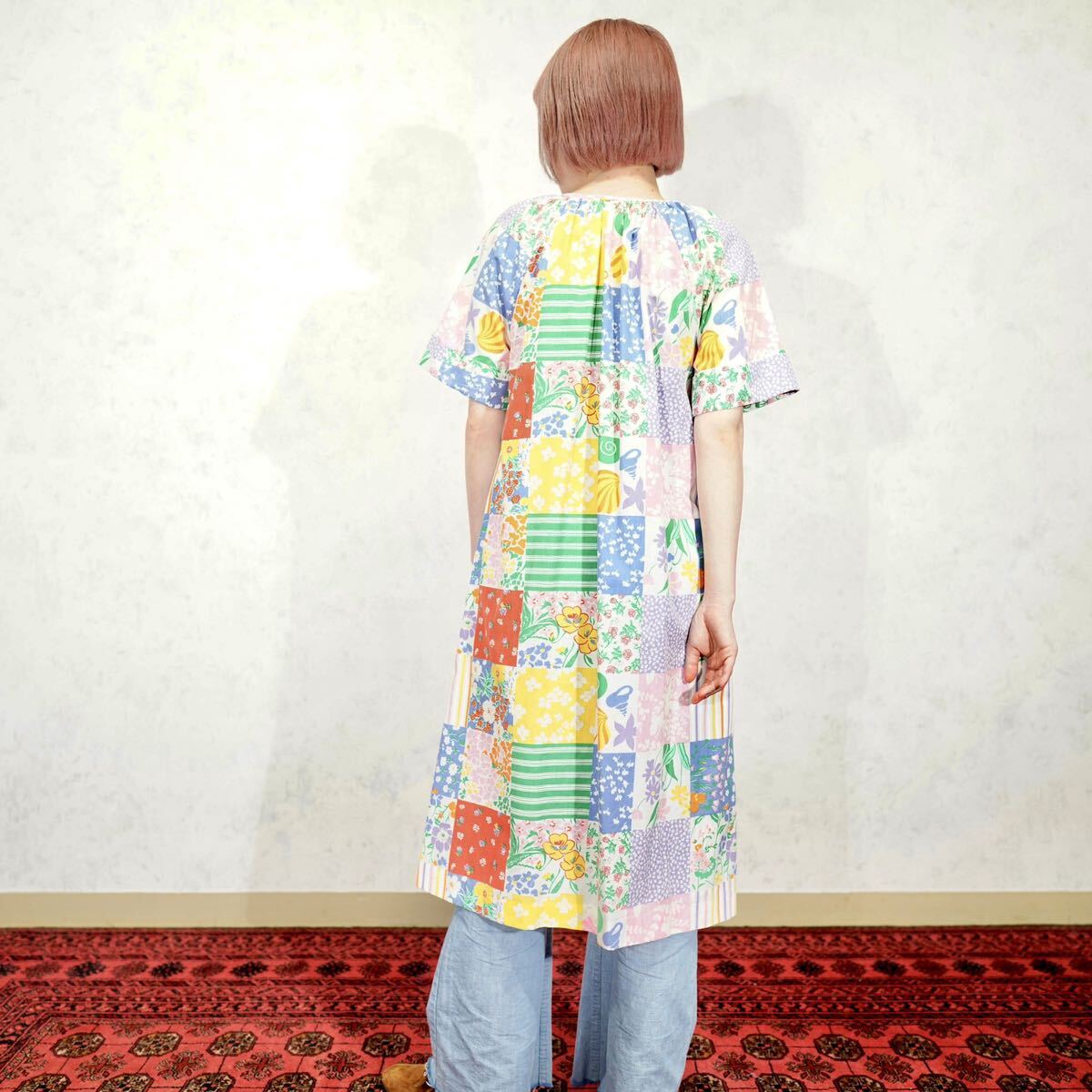 ◆送関込み◆Sea N.Y ビンテージサリー パッチワークワンピース SPECIAL ITEM 70's USA VINTAGE Buzz About PATCHWORK DESIGN