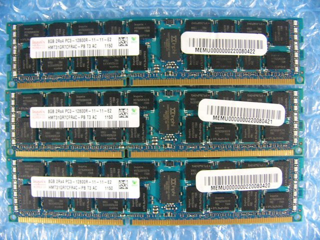1GAH // 8GB 3枚セット 計24GB DDR3-1600 PC3-12800R Registered RDIMM 2Rx4 HMT31GR7CFR4C-PB // SUPERMICRO 6027TR-H70FRF 取外 // 在庫6_画像1