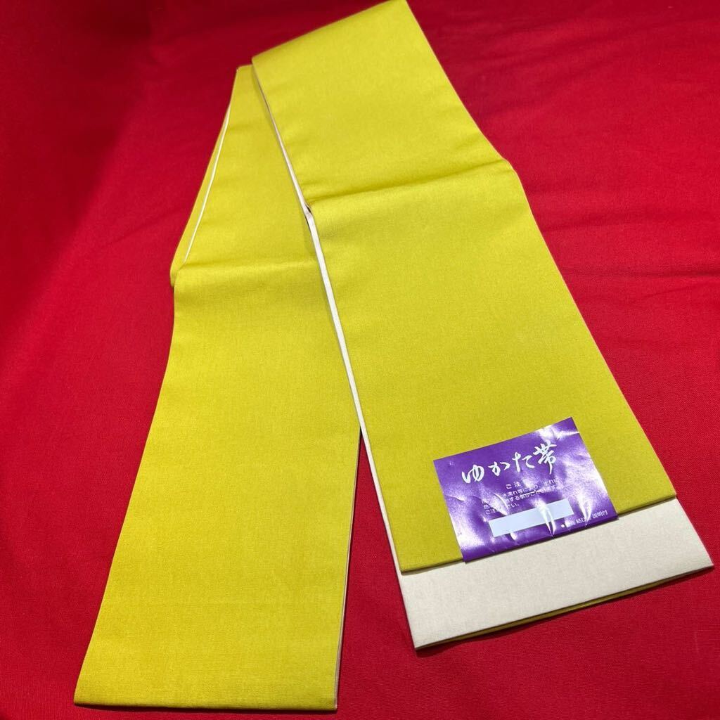 ★2点セット★浴衣 帯 セット 綿100% 身長160cm 桔梗色 麻の葉 トンボ 浴衣帯 緑黄色×象牙色 ベージュ 2way 着物 レディース (06096②C_画像8