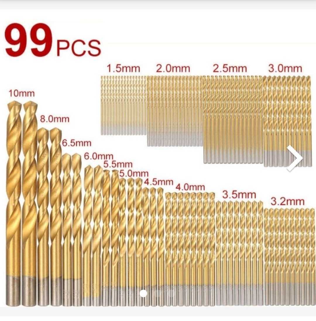  drill bit 99 pcs set ironworking woodworking drill blade drill tool 1.5mm~10.0mm HSS steel is chair steel titanium coating.,..