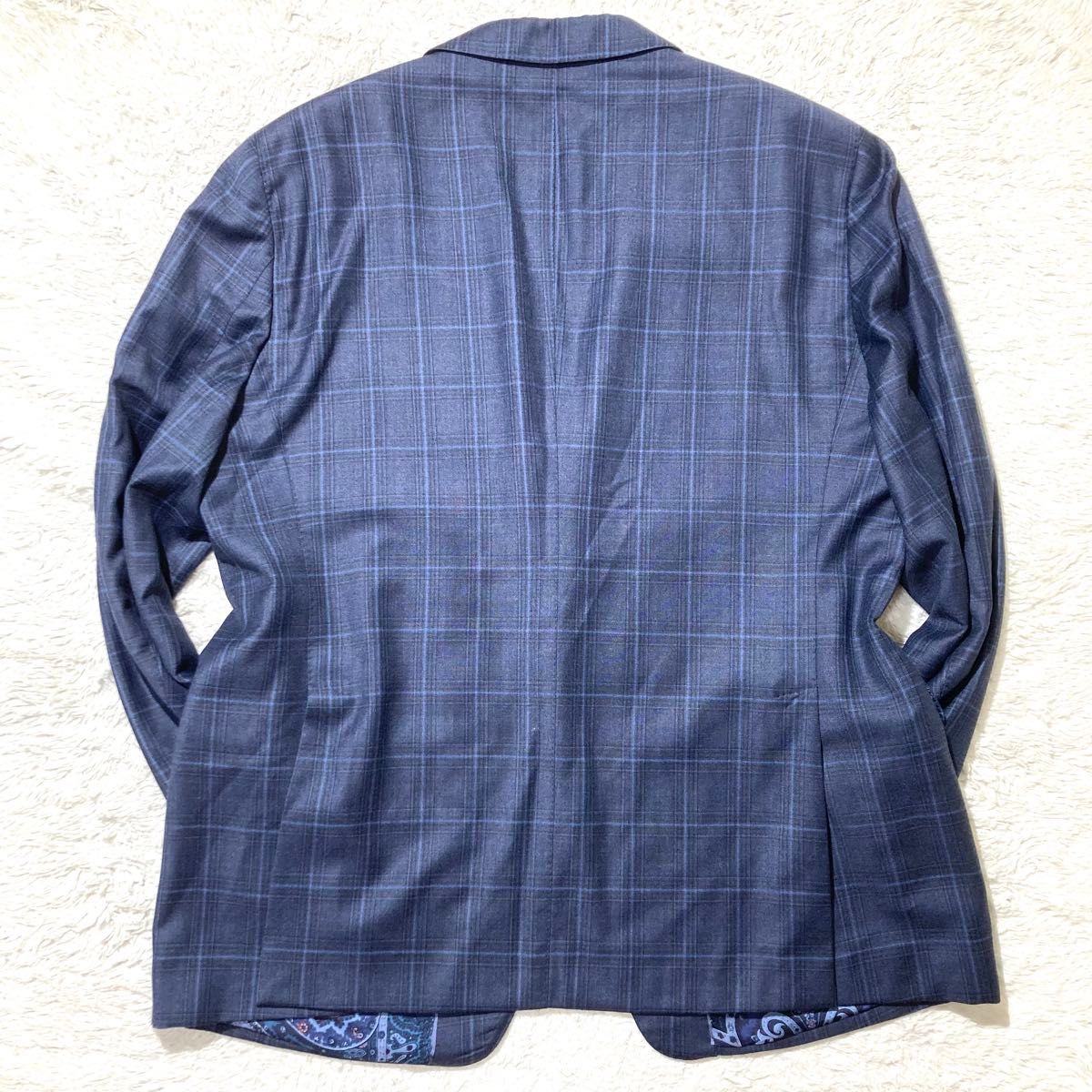 未使用級】ETRO エトロ オーダメイド スーツ ネイビー チェック 未使用級】ETRO エトロ オーダメイド スーツ ネイビー チェック