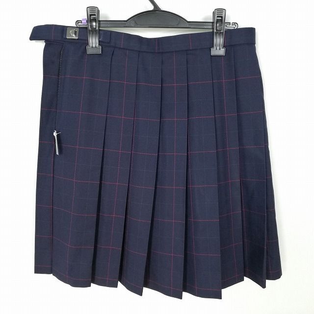 1 jpy school skirt large size winter thing w75- height 53 check middle . high school pleat school uniform uniform woman used IN8941