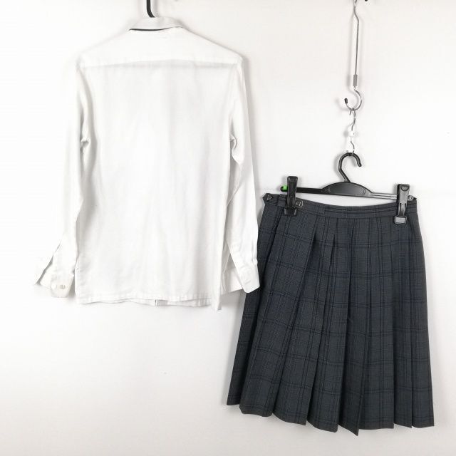 1 иен блуза проверка юбка шнур Thai верх и низ 3 позиций комплект Fuji яхта промежуточный одежда женщина школьная форма Kanagawa улучшение средняя школа белый форма б/у разряд C NA8025