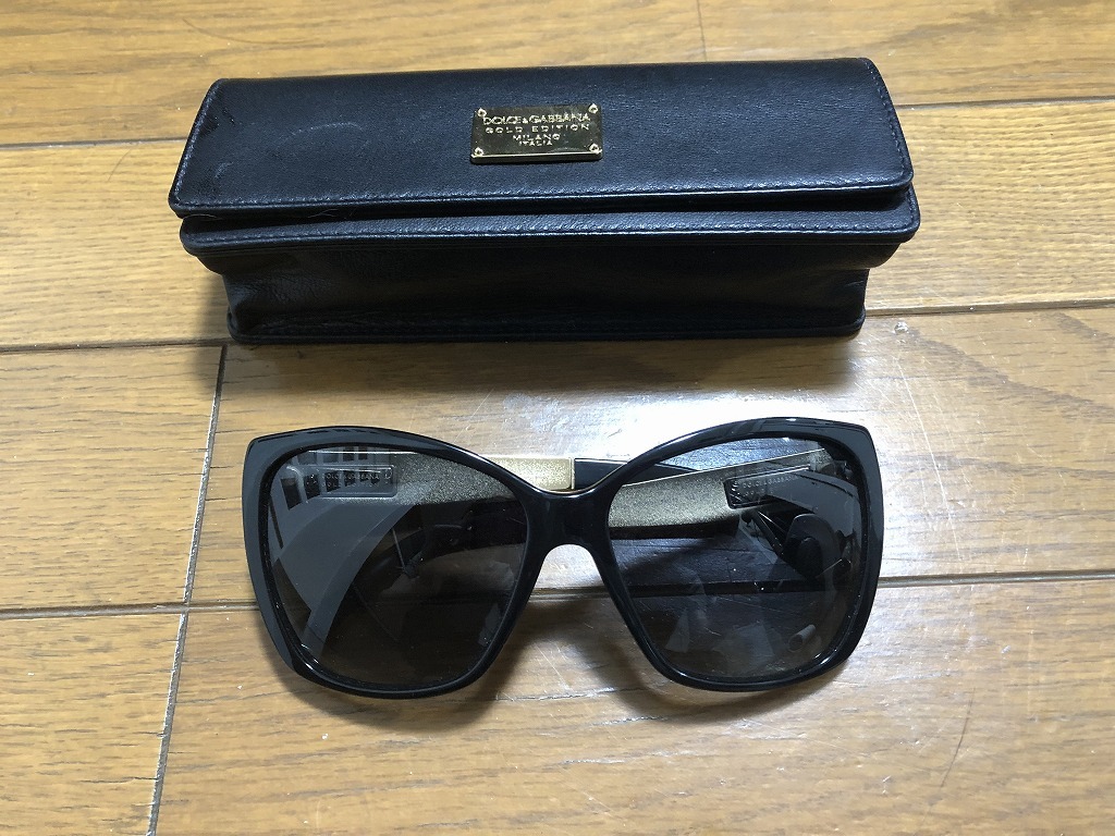 中古 ドルチェ＆ガッバーナ D＆G サングラス ブラック ゴールド①_画像1