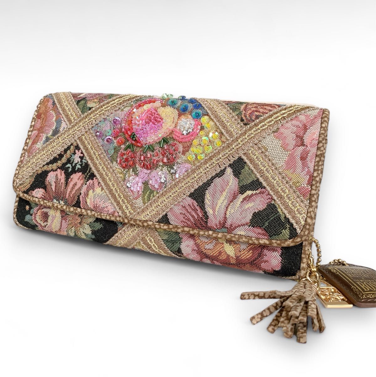 極美品 Think Bee オペラハウス 長財布 コブラン 花柄 ビジュー 極美品 Think Bee オペラハウス 長財布 コブラン 花柄 ビジュー