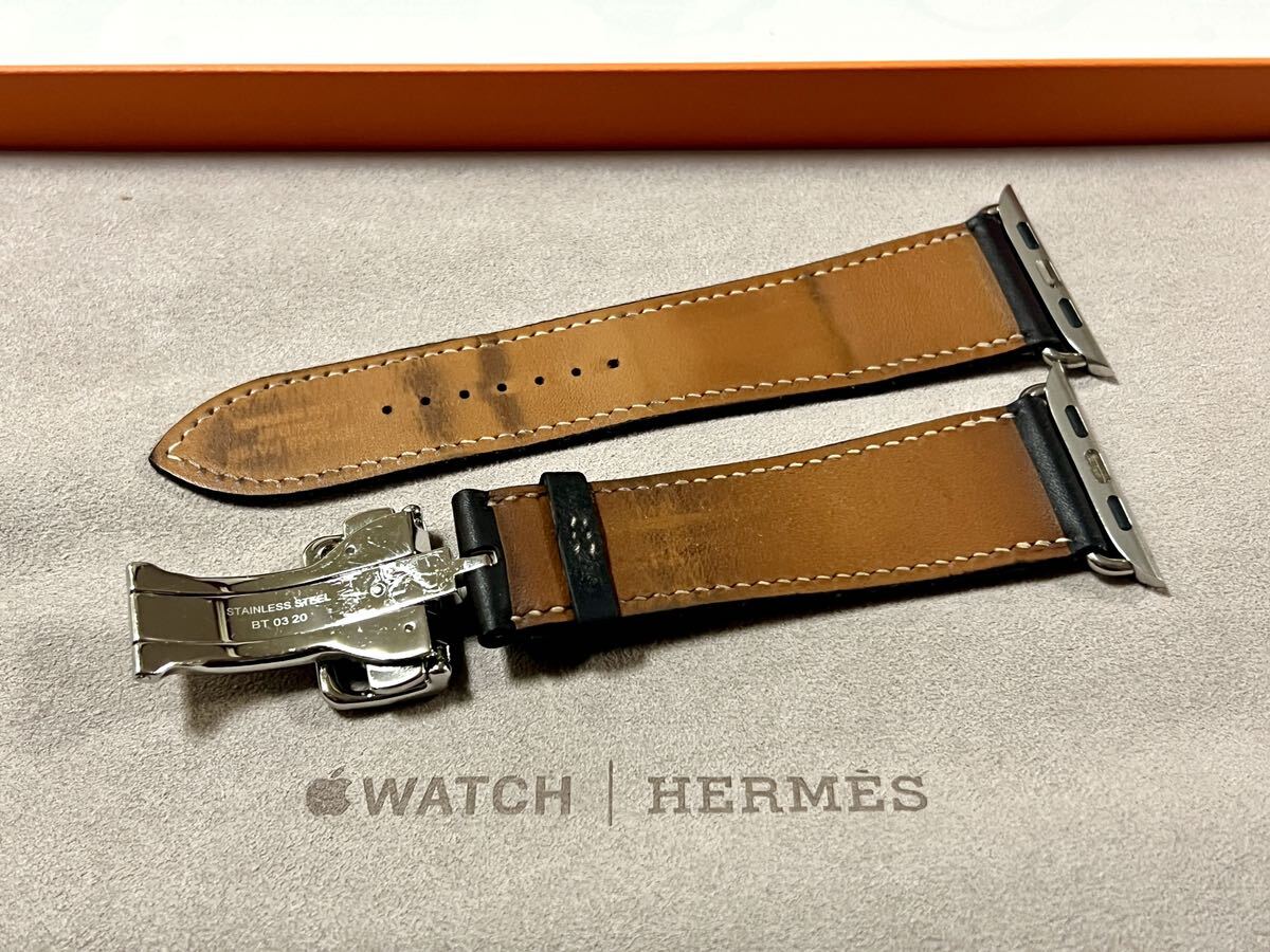 Hermès シンプルトゥール ディプロイアントバックル 44mm エベンヌ 即決 送料無料 Apple Watch Hermes エベンヌ Dバックル シンプル