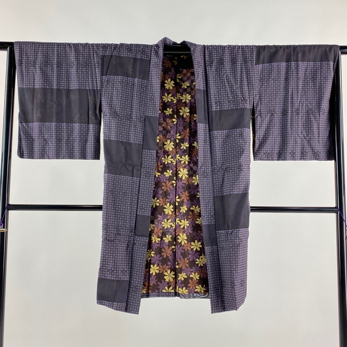  feather woven length 101cm sleeve length 67cm M... small flower . purple silk beautiful goods excellent article [ used ]