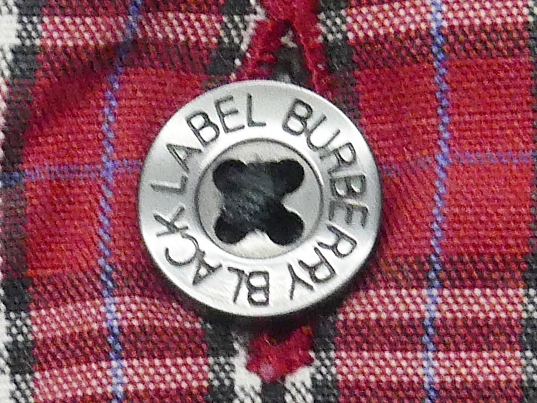 即決★BURBERRY BLACK LABEL★メンズM 長袖チェックシャツ 廃版 バーバリーブラックレーベル 2 レッド 三陽商会正規 ワイシャツ ナイト刺繍