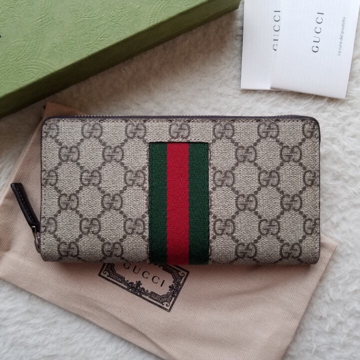 新品 GUCCI グッチ NEW WEB GGスプリーム ラウンドファスナー 長 新品 GUCCI グッチ NEW WEB GGスプリーム ラウンドファスナー 長