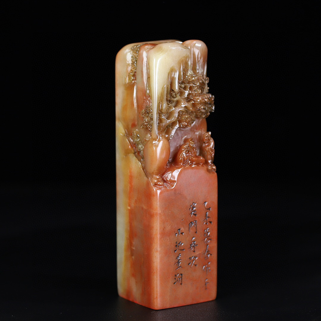 蔵友館蔵品・寿山石・芙蓉石・細密彫・松下論道印章】・希少珍品 蔵友館蔵品・寿山石・芙蓉石・細密彫・松下論道印章】・希少珍品