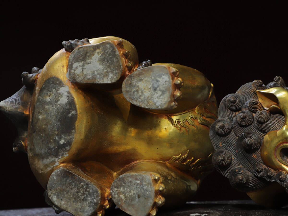 蔵友館蔵品・銅製・塗金・望天吼熏香炉】・希少珍品・置物・賞物 蔵友館蔵品・銅製・塗金・望天吼熏香炉】・希少珍品・置物・賞物