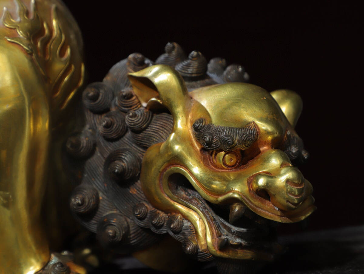 蔵友館蔵品・銅製・塗金・望天吼熏香炉】・希少珍品・置物・賞物 蔵友館蔵品・銅製・塗金・望天吼熏香炉】・希少珍品・置物・賞物