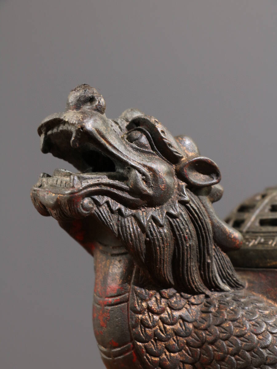 蔵友館蔵品・銅製・泥金・八卦龍龜熏香炉】・希少珍品・置物・賞 蔵友館蔵品・銅製・泥金・八卦龍龜熏香炉】・希少珍品・置物・賞