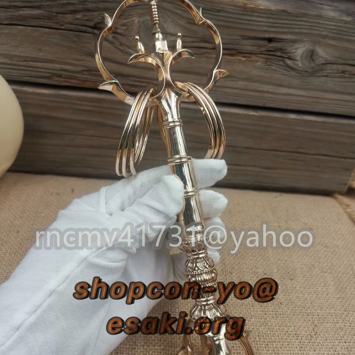 五鈷杵錫杖 手作り 真言宗 仏教 密教 仏具 お寺 仏堂 高さ23cm 五鈷杵錫杖 手作り 真言宗 仏教 密教 仏具 お寺 仏堂 高さ23cm