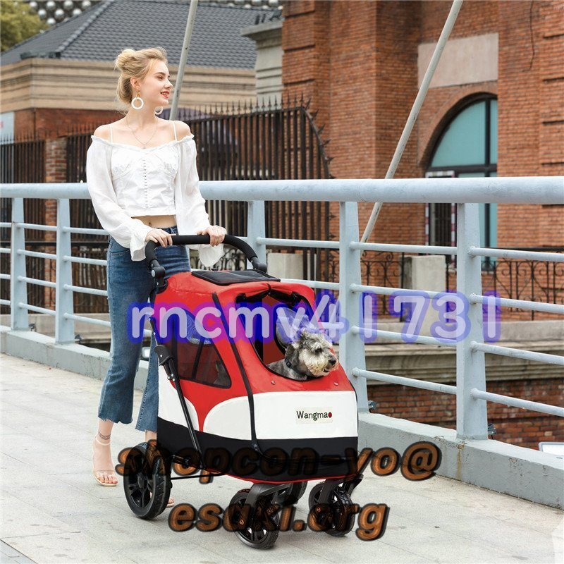 高品質 ペットカート 犬用 キャリーカート ペットバギー 折りたたみ式 大型犬 多頭中小型犬 犬用 猫用 ドッグカート色選択荷