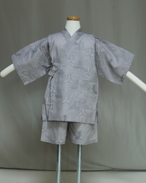 男の子用甚平 K2882-90-03 送料無料 じんべい 90サイズ 葵の紋入り 男児じんべい 綿100％で涼しい子供甚平