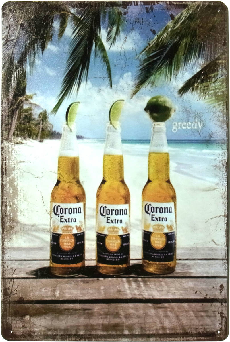 コロナ Corona ビール ブリキ看板 20cm×30cm ビーチ フォト 雑貨 コロナ Corona ビール ブリキ看板 20cm×30cm ビーチ フォト 雑貨