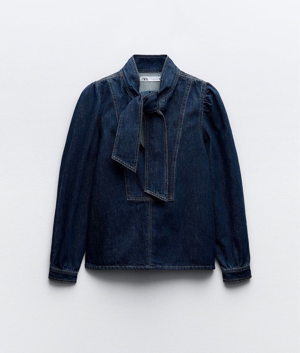 新品タグ付き ZARA リボン デニム ブラウス Sサイズ|Yahoo 新品タグ付き ZARA リボン デニム ブラウス Sサイズ|Yahoo
