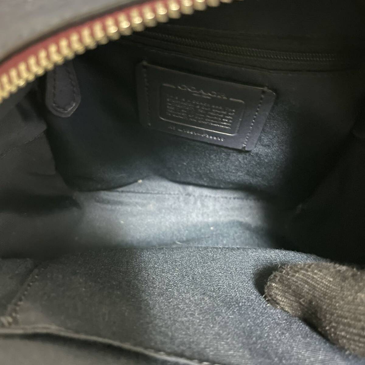 1 jpy start! unused storage goods COACH Coach leather rucksack backpack rucksack patchwork Denim navy blue group 