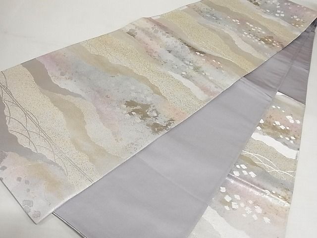 平和屋-こころ店 全通柄袋帯 道長箔散らし文様 銀糸 引箔 正絹 平和屋-こころ店 全通柄袋帯 道長箔散らし文様 銀糸 引箔 正絹