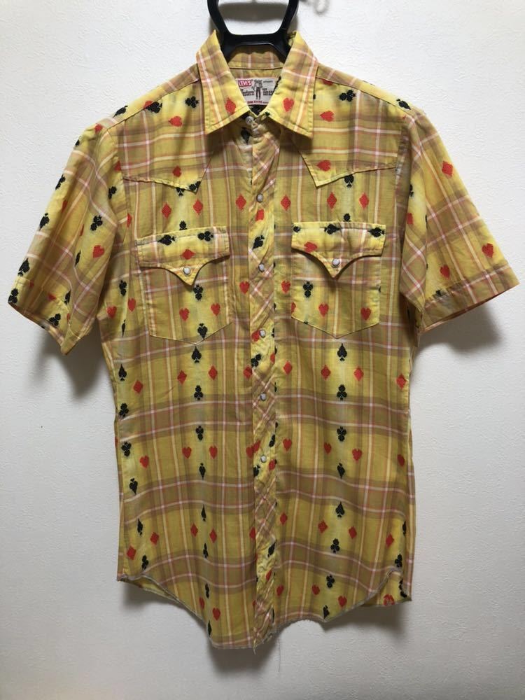  beautiful goods 60s Levi's sado Le Mans playing cards pattern we Stan shirt BIGE 50s 70s Vintage rockabilly gyaba shirt lock mount HbarC